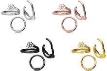 Laden Sie das Bild in den Galerie-Viewer, Clicker Ring 7 Kristalle Blume Conch piercinginspiration®