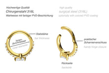 Laden Sie das Bild in den Galerie-Viewer, Eingefasster Kristall Dreieck Conch Flügel Clicker Ring piercinginspiration®