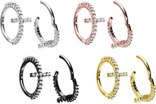 Laden Sie das Bild in den Galerie-Viewer, Kreuz Clicker Ring Multiple Kristalle Segmentring piercinginspiration®