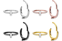 Laden Sie das Bild in den Galerie-Viewer, Eingefasste Kristalle Großer Baguette Ring Clicker piercinginspiration®