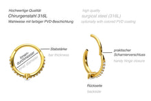 Laden Sie das Bild in den Galerie-Viewer, Eingefasste Kristalle Großer Baguette Ring Clicker piercinginspiration®