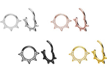 Laden Sie das Bild in den Galerie-Viewer, Spitzen Eingefasste Kristalle Clicker Ring piercinginspiration®