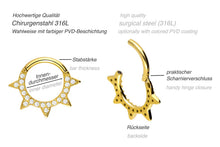 Laden Sie das Bild in den Galerie-Viewer, Spitzen Eingefasste Kristalle Clicker Ring piercinginspiration®