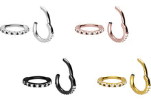 Laden Sie das Bild in den Galerie-Viewer, Einfgefasste Kristalle Septum Daith Clicker Ring Oval piercinginspiration®