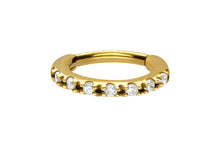 Laden Sie das Bild in den Galerie-Viewer, Einfgefasste Kristalle Septum Daith Clicker Ring Oval piercinginspiration®