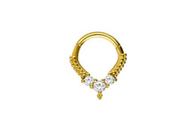 Laden Sie das Bild in den Galerie-Viewer, Clicker Ring Septum Daith Kugeln 3 Kristalle Tropfen piercinginspiration®