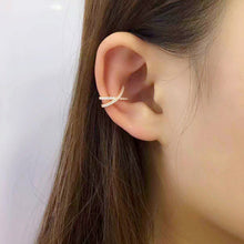 Laden Sie das Bild in den Galerie-Viewer, X Kreuz Kristall Ear Cuff 925 Sterling Silber piercinginspiration®