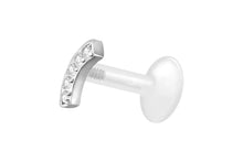 Laden Sie das Bild in den Galerie-Viewer, PTFE Titan Innengewinde Labret Bogen 5 Kristalle Ohrpiercing piercinginspiration®