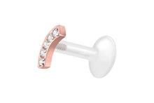 Laden Sie das Bild in den Galerie-Viewer, PTFE Titan Innengewinde Labret Bogen 5 Kristalle Ohrpiercing piercinginspiration®