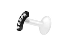 Laden Sie das Bild in den Galerie-Viewer, PTFE Titan Innengewinde Labret Bogen 5 Kristalle Ohrpiercing piercinginspiration®