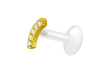Laden Sie das Bild in den Galerie-Viewer, PTFE Titan Innengewinde Labret Bogen 5 Kristalle Ohrpiercing piercinginspiration®