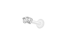 Laden Sie das Bild in den Galerie-Viewer, PTFE Titan 3 Kristalle Tropfen Innengewinde Labret Ohrpiercing piercinginspiration®
