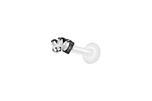 Laden Sie das Bild in den Galerie-Viewer, PTFE Titan 3 Kristalle Tropfen Innengewinde Labret Ohrpiercing piercinginspiration®