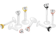 PTFE Titan Eingefasster Kristall Rund Labret Ohrpiercing piercinginspiration®