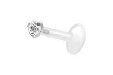 Laden Sie das Bild in den Galerie-Viewer, PTFE Titan Eingefasster Kristall Rund Labret Ohrpiercing piercinginspiration®