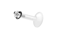 Laden Sie das Bild in den Galerie-Viewer, PTFE Titan Eingefasster Kristall Rund Labret Ohrpiercing piercinginspiration®