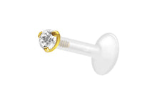 Laden Sie das Bild in den Galerie-Viewer, PTFE Titan Eingefasster Kristall Rund Labret Ohrpiercing piercinginspiration®