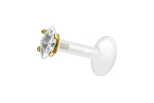 Laden Sie das Bild in den Galerie-Viewer, Titan PTFE Kristall Oval Tropfen Labret Ohrpiercing piercinginspiration®