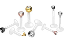Laden Sie das Bild in den Galerie-Viewer, PTFE Titan Basic Kristall Rund Innengewinde Labret Ohrpiercing piercinginspiration®