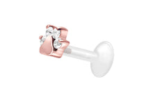 Laden Sie das Bild in den Galerie-Viewer, Titan PTFE Innengewinde Labret Kristalle Hund Pfote Barbell Ohrpiercing piercinginspiration®