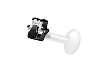Laden Sie das Bild in den Galerie-Viewer, Titan PTFE Innengewinde Labret Kristalle Hund Pfote Barbell Ohrpiercing piercinginspiration®