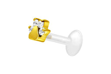 Laden Sie das Bild in den Galerie-Viewer, Titan PTFE Innengewinde Labret Kristalle Hund Pfote Barbell Ohrpiercing piercinginspiration®