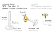 Laden Sie das Bild in den Galerie-Viewer, Titan PTFE Innengewinde Labret 4 Kristalle Stern Ohrpiercing piercinginspiration®