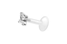 Laden Sie das Bild in den Galerie-Viewer, Titan PTFE Innengewinde Labret 4 Kristalle Stern Ohrpiercing piercinginspiration®