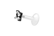 Laden Sie das Bild in den Galerie-Viewer, Titan PTFE Innengewinde Labret 4 Kristalle Stern Ohrpiercing piercinginspiration®