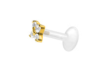 Laden Sie das Bild in den Galerie-Viewer, Titan PTFE Innengewinde Labret 4 Kristalle Stern Ohrpiercing piercinginspiration®