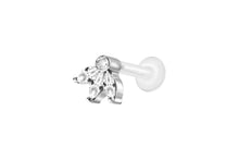 Laden Sie das Bild in den Galerie-Viewer, PTFE Lotus Blume Kristalle Titan Innengewinde Labret Ohrpiercing piercinginspiration®