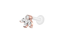 Laden Sie das Bild in den Galerie-Viewer, PTFE Lotus Blume Kristalle Titan Innengewinde Labret Ohrpiercing piercinginspiration®