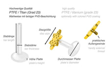 Laden Sie das Bild in den Galerie-Viewer, PTFE Titan Innengewinde Labret Schneeflocke Barbell Innengewinde Ohrpiercing piercinginspiration®