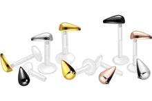 Laden Sie das Bild in den Galerie-Viewer, PTFE Titan Tropfen Innengewinde Labret Kristall Barbell Innengewinde Ohrpiercing piercinginspiration®