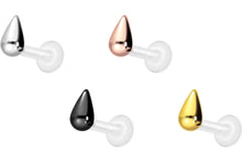 Laden Sie das Bild in den Galerie-Viewer, PTFE Titan Tropfen Innengewinde Labret Kristall Barbell Innengewinde Ohrpiercing piercinginspiration®