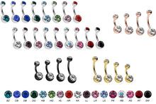 Laden Sie das Bild in den Galerie-Viewer, Titan 2 Kristalle Bauchnabelpiercing piercinginspiration®