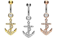 Laden Sie das Bild in den Galerie-Viewer, Titan Anker Kristalle 925 Sterling Silber Bauchnabelpiercing Barbell piercinginspiration®