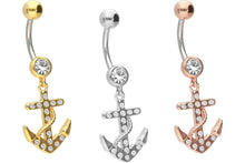 Laden Sie das Bild in den Galerie-Viewer, Titan Anker Kristalle 925 Sterling Silber Bauchnabelpiercing Barbell piercinginspiration®