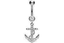 Laden Sie das Bild in den Galerie-Viewer, Titan Anker Kristalle 925 Sterling Silber Bauchnabelpiercing Barbell piercinginspiration®