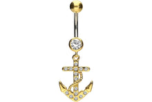Laden Sie das Bild in den Galerie-Viewer, Titan Anker Kristalle 925 Sterling Silber Bauchnabelpiercing Barbell piercinginspiration®