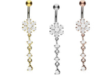 Laden Sie das Bild in den Galerie-Viewer, Titan Kristall Blume Anhänger Kristalle 925 Sterling Silber Bauchnabelpiercing Barbell piercinginspiration®