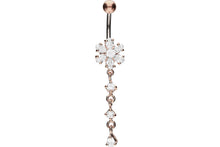 Laden Sie das Bild in den Galerie-Viewer, Titan Kristall Blume Anhänger Kristalle 925 Sterling Silber Bauchnabelpiercing Barbell piercinginspiration®