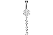Laden Sie das Bild in den Galerie-Viewer, Titan Kristall Blume Anhänger Kristalle 925 Sterling Silber Bauchnabelpiercing Barbell piercinginspiration®
