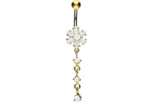 Laden Sie das Bild in den Galerie-Viewer, Titan Kristall Blume Anhänger Kristalle 925 Sterling Silber Bauchnabelpiercing Barbell piercinginspiration®