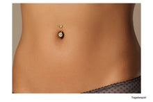 Laden Sie das Bild in den Galerie-Viewer, Titan Innengewinde 2 Kristalle Bauchnabelpiercing piercinginspiration®