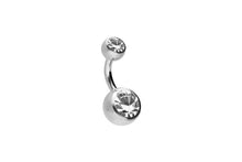 Laden Sie das Bild in den Galerie-Viewer, Titan Innengewinde 2 Kristalle Bauchnabelpiercing piercinginspiration®