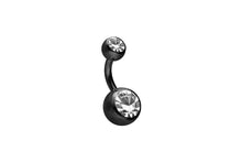 Laden Sie das Bild in den Galerie-Viewer, Titan Innengewinde 2 Kristalle Bauchnabelpiercing piercinginspiration®