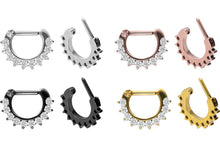 Laden Sie das Bild in den Galerie-Viewer, Titan 10 Kristalle Septum Daith Clicker Ring piercinginspiration®