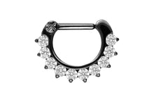 Laden Sie das Bild in den Galerie-Viewer, Titan 10 Kristalle Septum Daith Clicker Ring piercinginspiration®