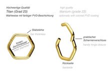 Laden Sie das Bild in den Galerie-Viewer, Titan Sechseck 6 Eck Clicker Ring piercinginspiration®